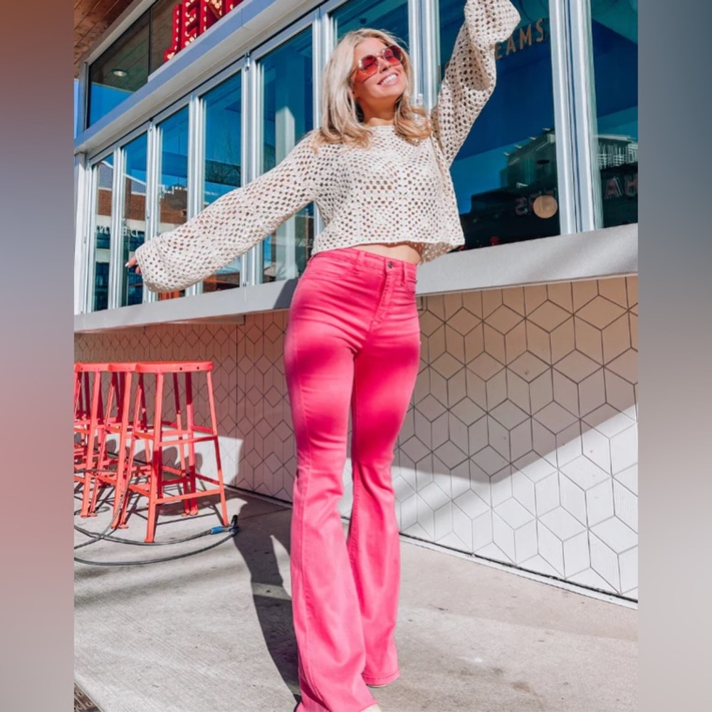 Cello Hot Pink Flare Pants Women’s Size 7